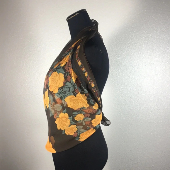 Scarf Brown with Orange Roses Sheer - Picture 3 of 8